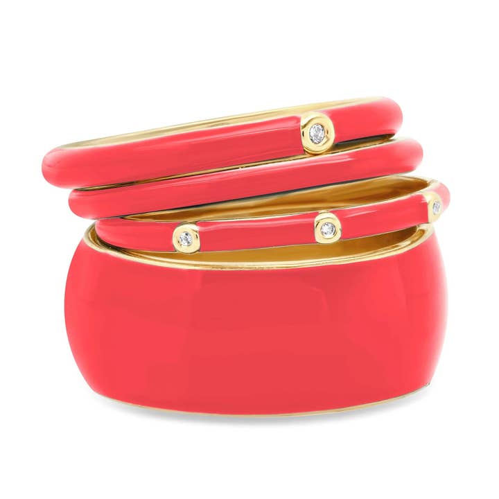 Enamel CZ Stacked Ring Set for wholesale by Tai Jewelry