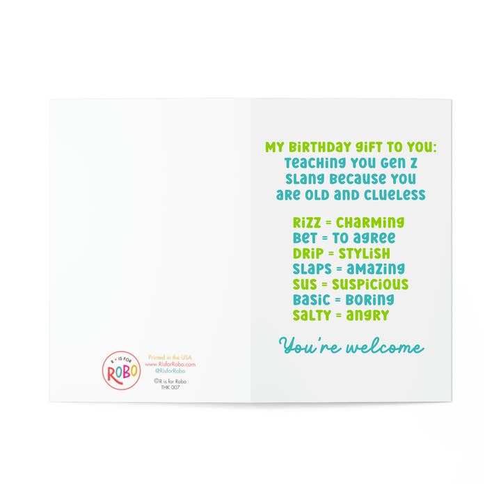 R is for Robo - Wholesale Birthday Card - Sassy Birthday Cards for Men Funny Birthday Greeting Cards 2