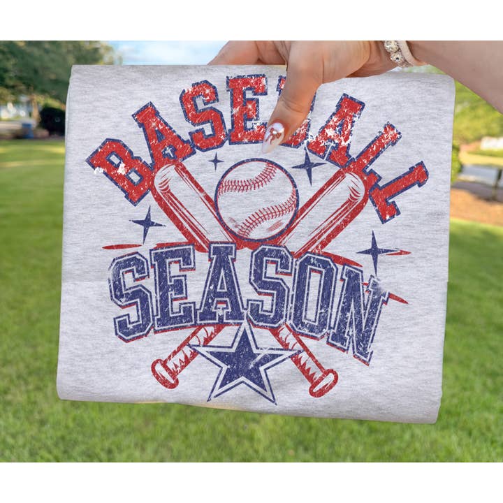 Distressed Baseball Season Ash Tee for wholesale by The Red Rival Wholesale