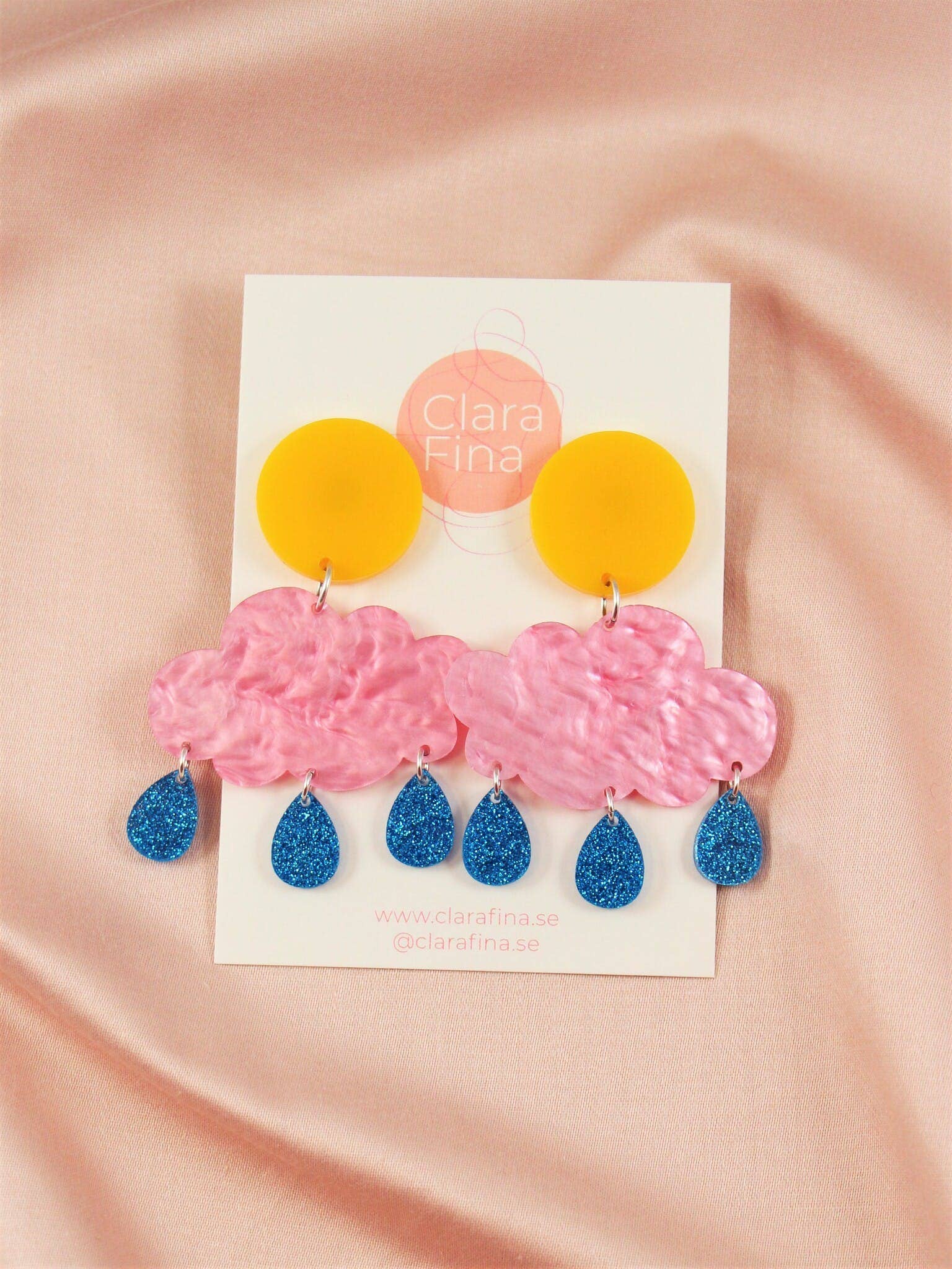 REMOVED BRAND – wholesale Hängande örhängen – Rosa Rainclouds Dingla Örhängen3