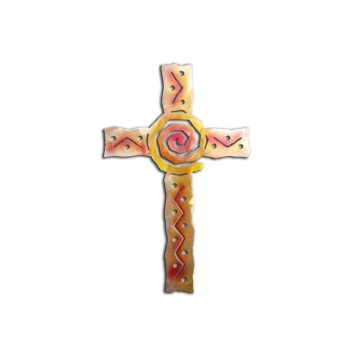 Cross Metal Wall Art, Element, Sunset Swirl Finish for wholesale by Crooks Designs