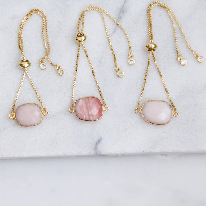 Mesa Blue - Wholesale Charm/Dangle Bracelet - Pink Opal Adjustable Bracelet3