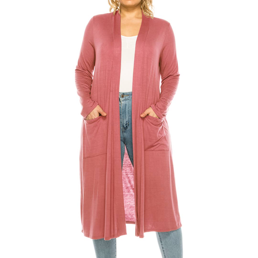 Women's Plus Size Casual Duster Sweater Cardigan (Open Pack) for wholesale by MOA COLLECTION