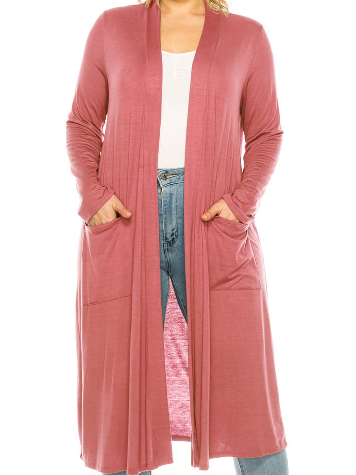 Cardigan da donna in maglione spolverato casual per taglie forti (confezione aperta) per la vendita all'ingrosso da parte di MOA COLLECTION