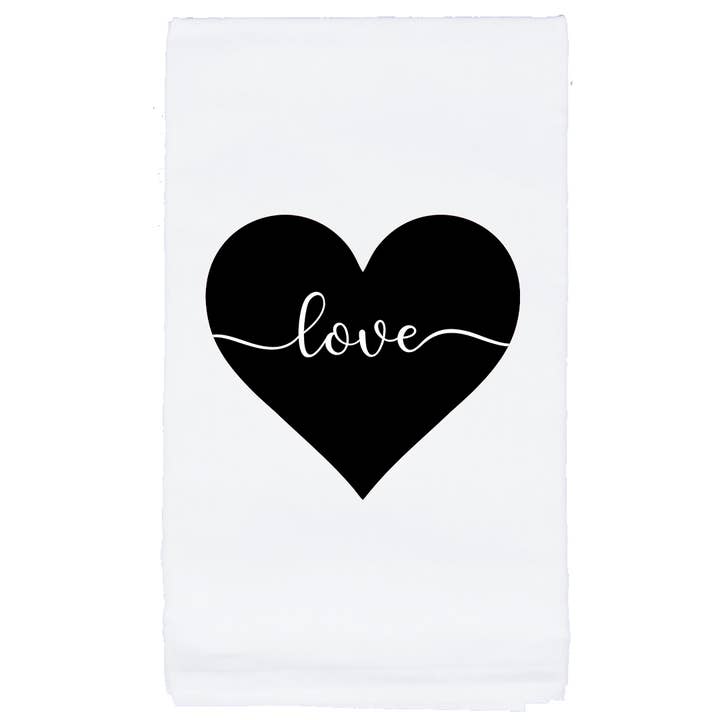 Love in Heart Tea Towel for wholesale by Sycamore Creek Makers