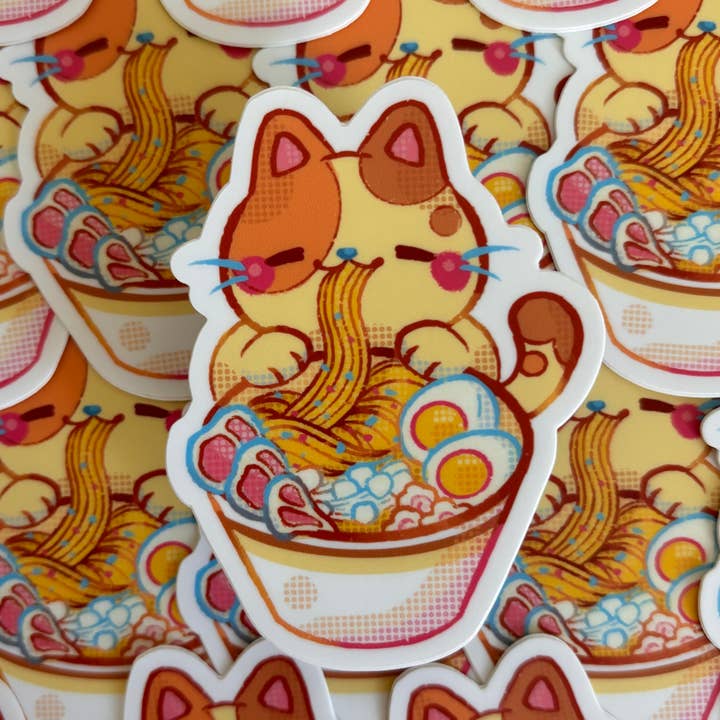 Ramen Kat Klistermærke (Calico) for engroshandel hos Stars and Sprinkles