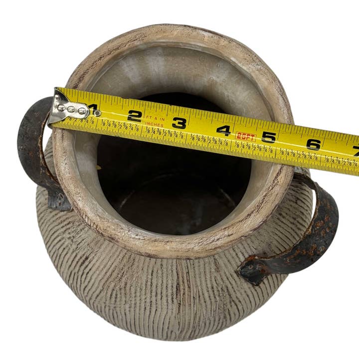 Galt International Company - Wholesale Vase - Rustic Ceramic Vase with Metal Handles 9