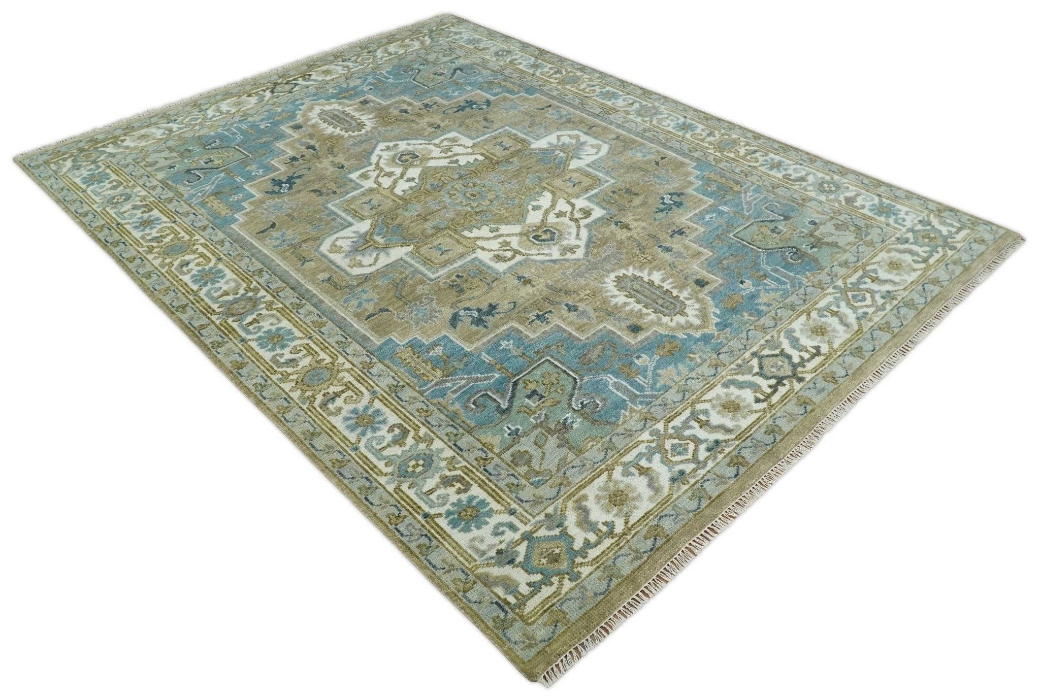 The Rug Decor, Inc. - Vente Tapis - Tapis en laine traditionnel sur mesure de couleur camel, bleu et ivoire9