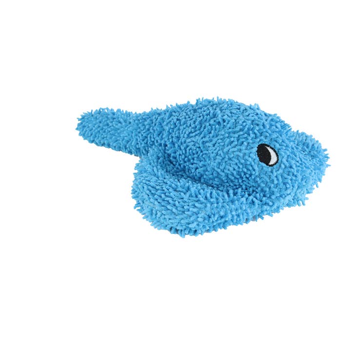 Tuffy Dog Toys - VIP Products - Wholesale Pet Squeaky Toy - Dog - Mighty Microfiber Ball Med Stingray Blue, Squeaky Dog Toy