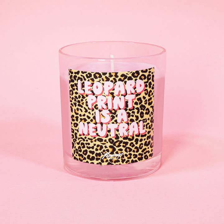 Flamingo Candles – Großhandel Kerze im Glas / gefüllte Kerze – Watermelon Leopard Print ist eine neutrale Kerze mit Leopardenmuster