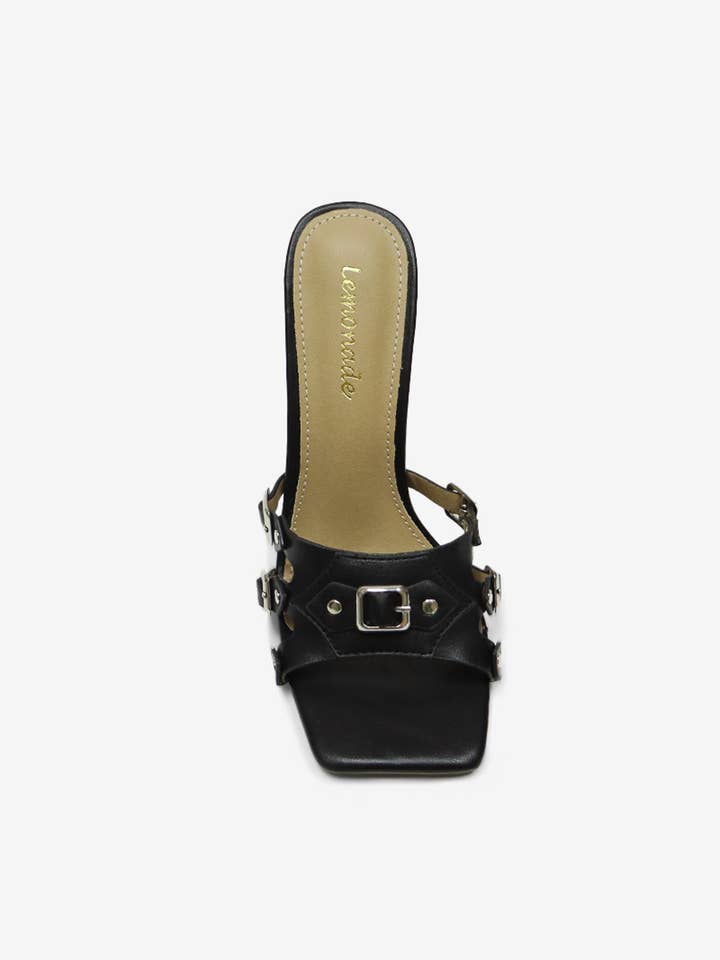 Lemonade Shoes - Wholesale High Heels - Women's - MISBEHAVED - Stiletto Square-Toe Heel w/ Metallic Buckles
