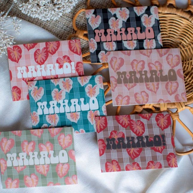 Bujo Bae - Wholesale Everyday Greeting Card - MAHALO in Hilo Anthurium | Greeting Card PACK