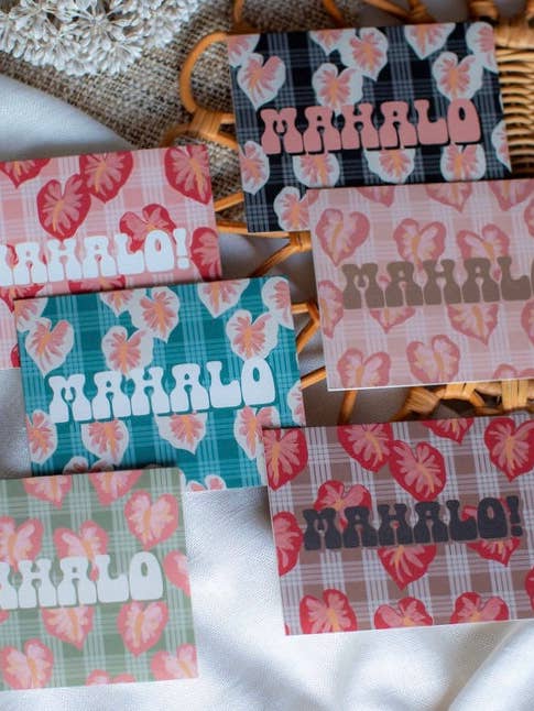 MAHALO in Hilo Anthurium | Greeting Card PACK for wholesale by Bujo Bae