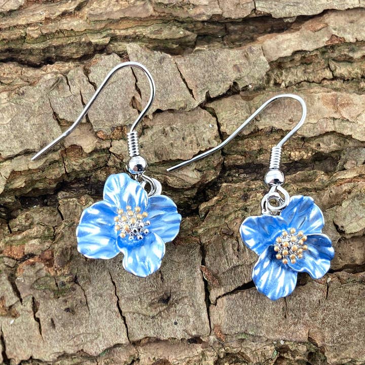 Alexander Thurlow & Co Ltd - Wholesale Dangle Earrings - Poppy Blue Flower Earrings0