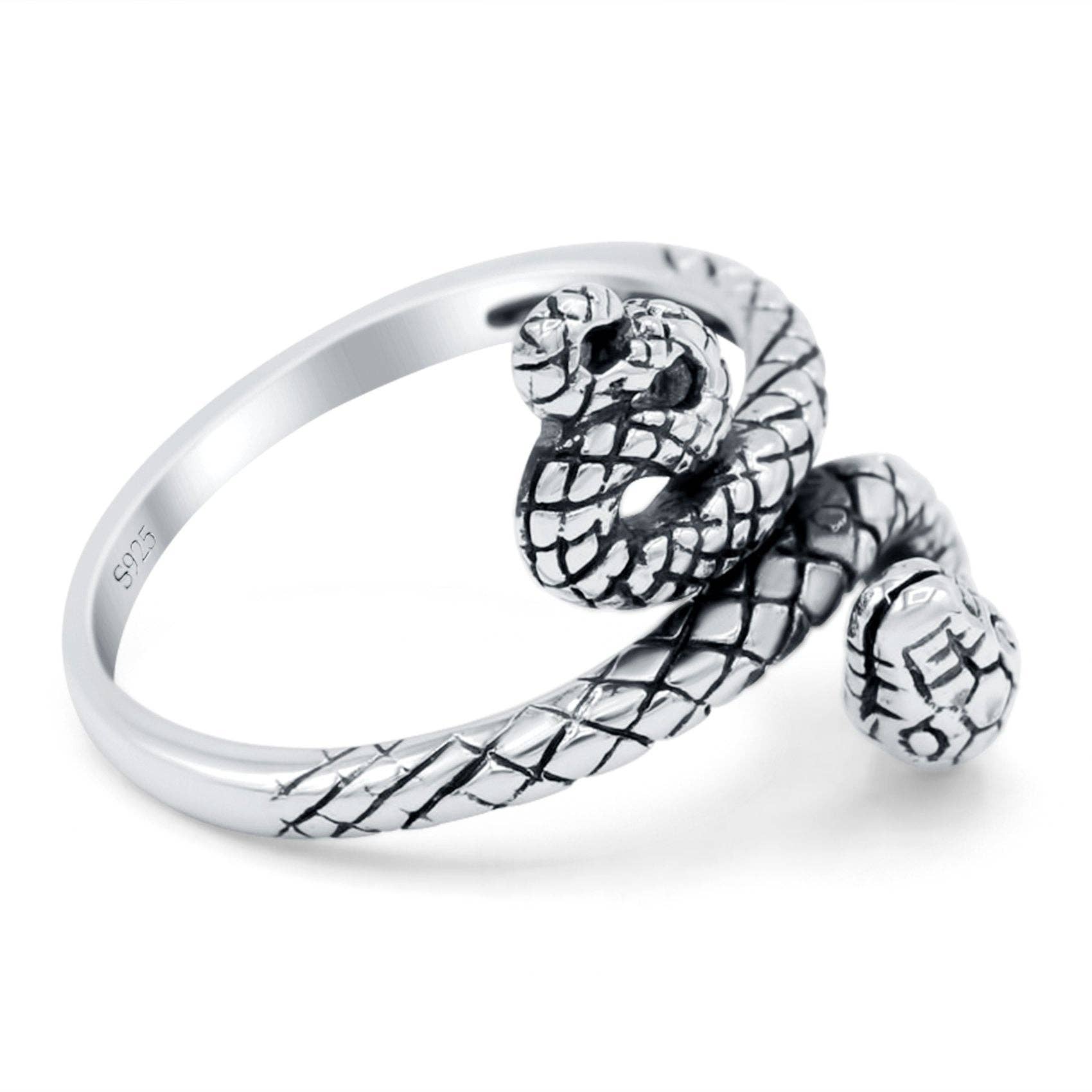 Sterling Silver Snake Oxidized Band Thumb Ring (17mm) for wholesale on Faire1