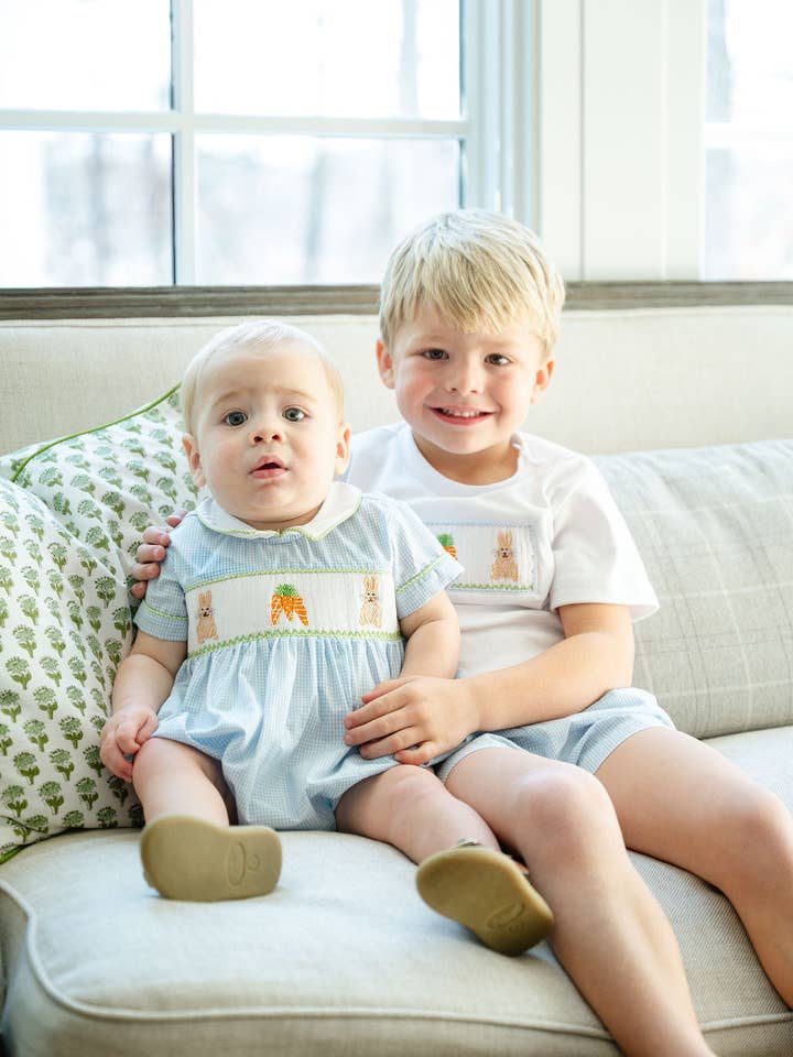 Ruth and Ralph - Wholesale Top & Short Set - Kids - Easter Bunny and Carrots Smocked Beau T-Shirt/Shorts Set8