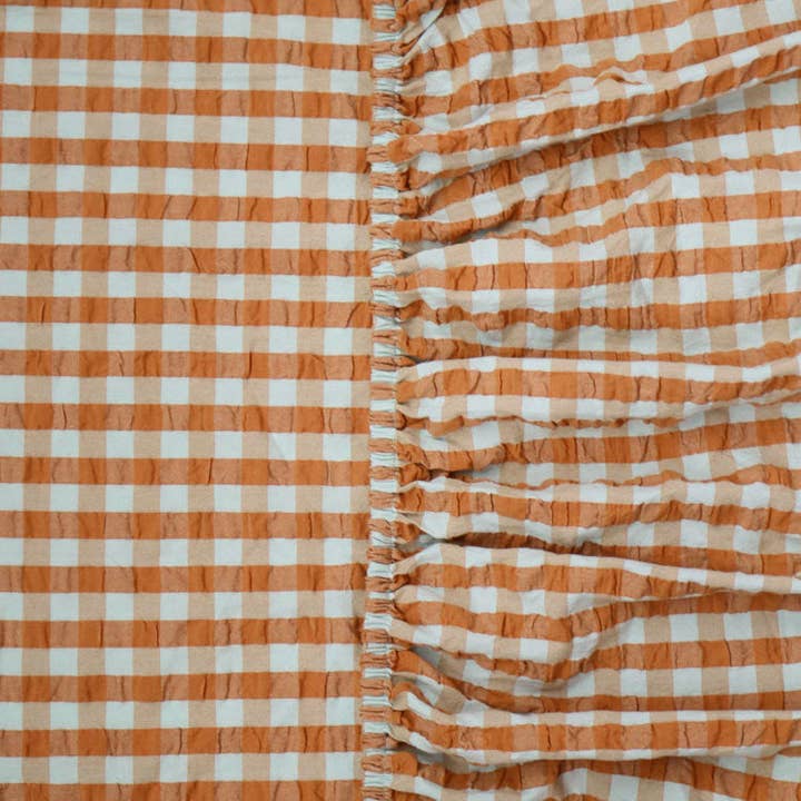 Mosey Me - Wholesale Fitted sheets - Honey Blue Seersucker Fitted Sheet