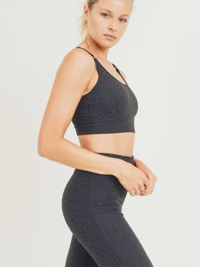 Mono B - Wholesale Sports Bra - Women's - Leopard Jacquard TACTEL® Peekaboo Back Sports Bra