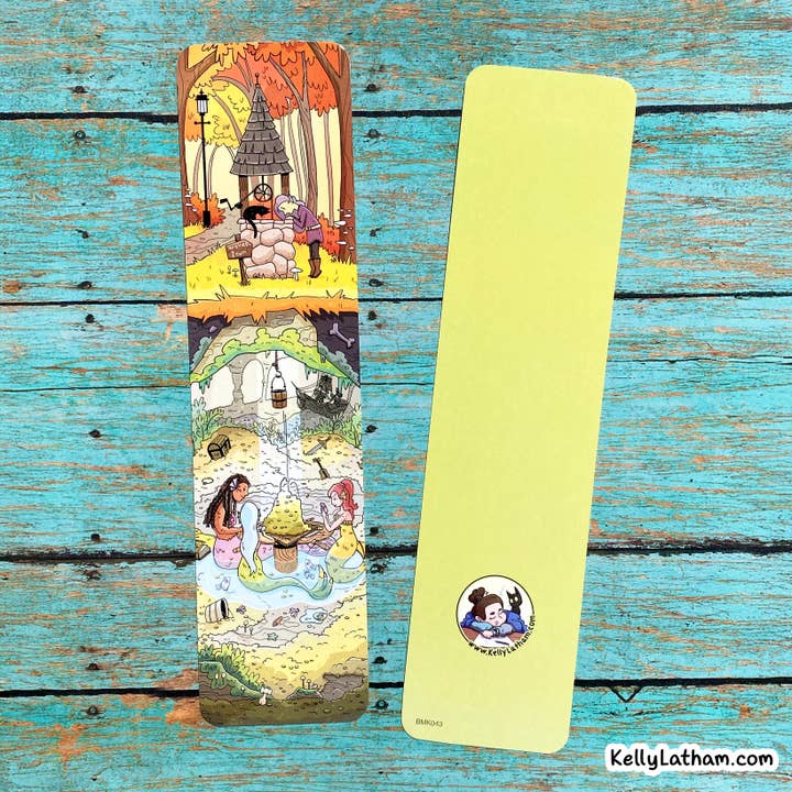 Wishing Well Bookmark – Fantasy Gift – Bookish Mermaid Art for wholesale by Kelly Latham Art