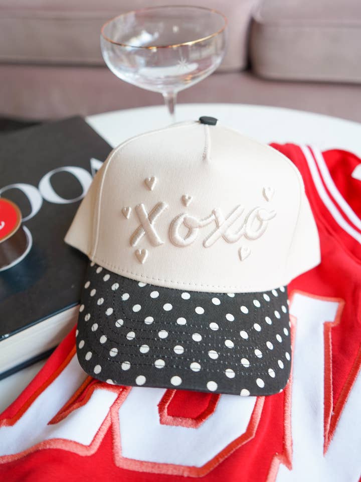 Xoxo - Black Polka Dot Vintage Trucker Hat for wholesale by KENZKUSTOMZ