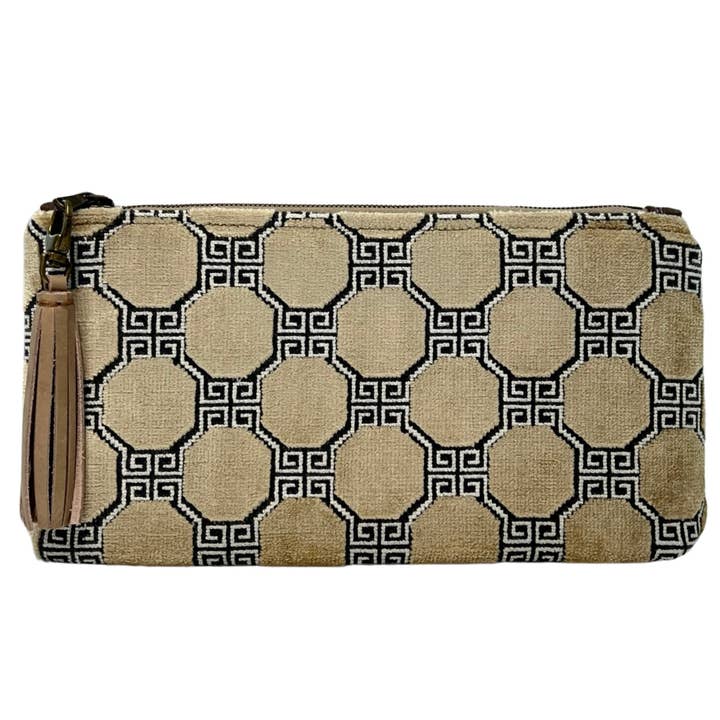 Bolso de mano de terciopelo geométrico marrón para venta al por mayor de KEE Concept