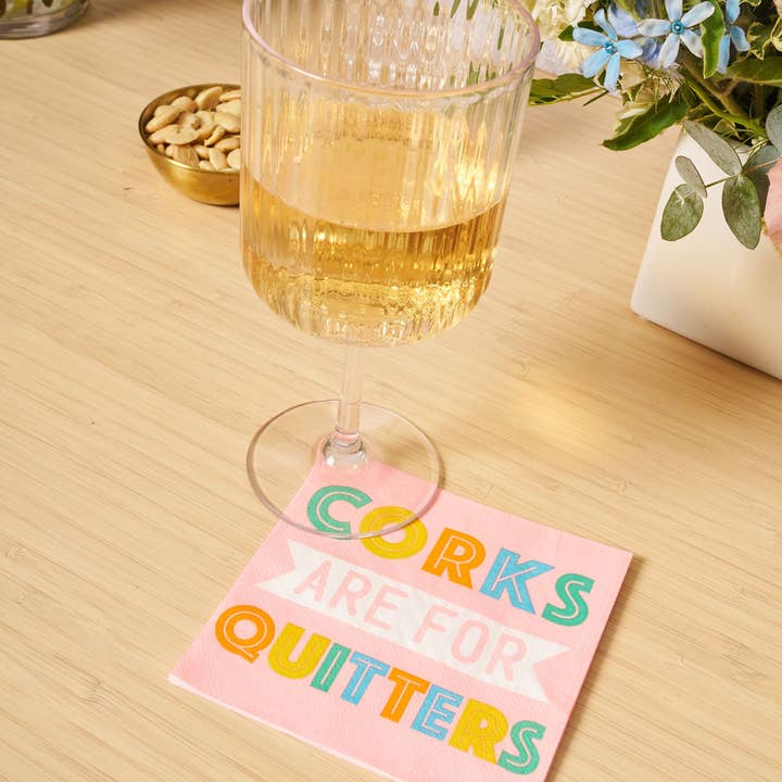 Sophistiplate - Wholesale Disposable Napkin - 'Corks are for Quitters' Cocktail Napkins/26pk2