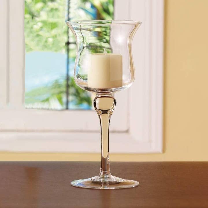 Jarrón con patas de vidrio o portavelas de 15.5 pulgadas de alto para venta al por mayor de Barski