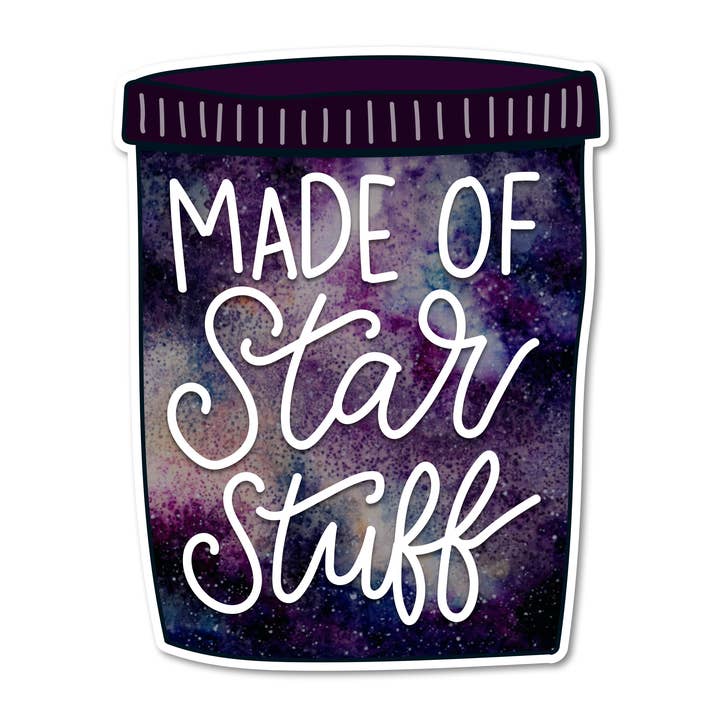 Lavet af stjernestøv galakseglas vinylklistermærke for engroshandel hos Mouthy Broad