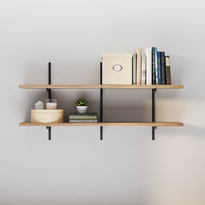 TURIN 48" Adjustable Shelves with 10" Deep 1" Thick Solid Wood - 2, 3 or 4 Tier - Burnt for wholesale by Wallniture