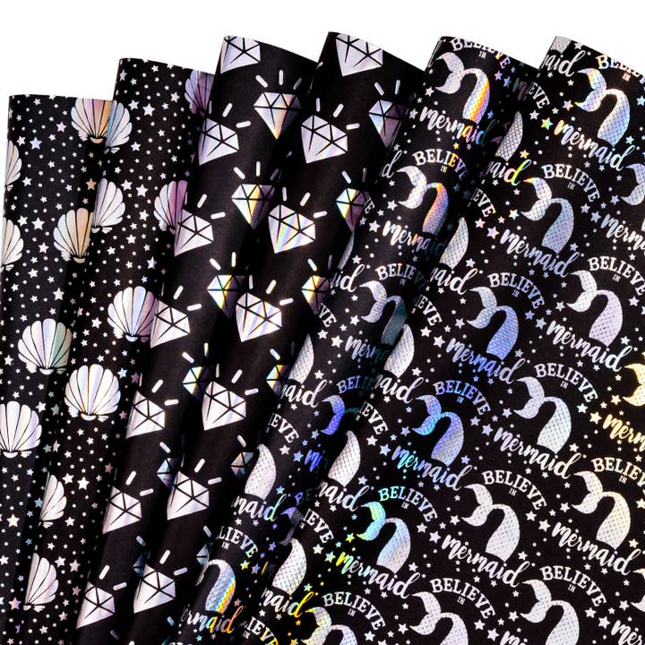 RUSPEPA - Wholesale Wrapping Paper Roll - Colorful Hot Silver Black Kraft Paper 17.5x30" 6 Sheets
