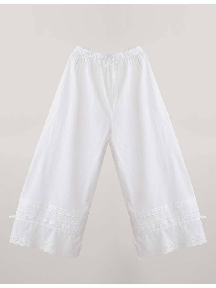 Sweetkama - Wholesale Pants - Women's - Ladies Solid Color Elastic Waist Eyelet Drawstring Bloomer Pants1