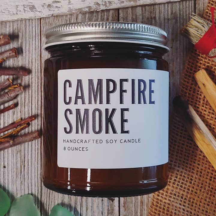 Campfire Smoke Vegan Soy Candle for wholesale by Earth & Anchor Soap Co.