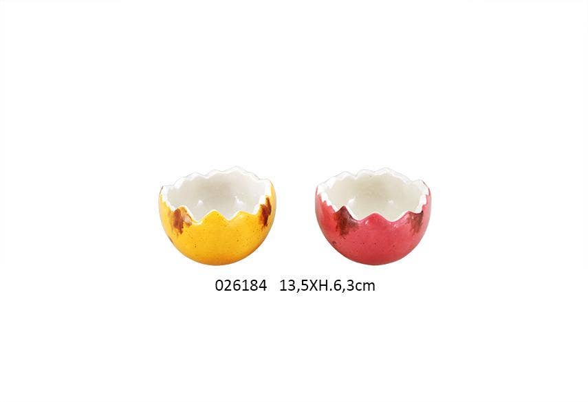Faye - Wholesale Decorative Tabletop Object - Spotted Egg Pot Gm 'Pasqua' 13.5 X 10 X H. 6.3 cm / 2 Ass0