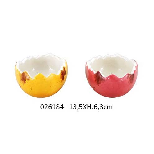 Faye - Wholesale Decorative Tabletop Object - Spotted Egg Pot Gm 'Pasqua' 13.5 X 10 X H. 6.3 cm / 2 Ass0