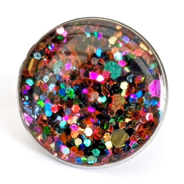 Statement Glitter Disc Ring - Deep Purple for wholesale by All The Discos