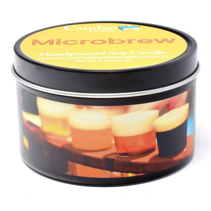 Microbrew, 6oz Soy Candle Tin for wholesale by Candeo Candle