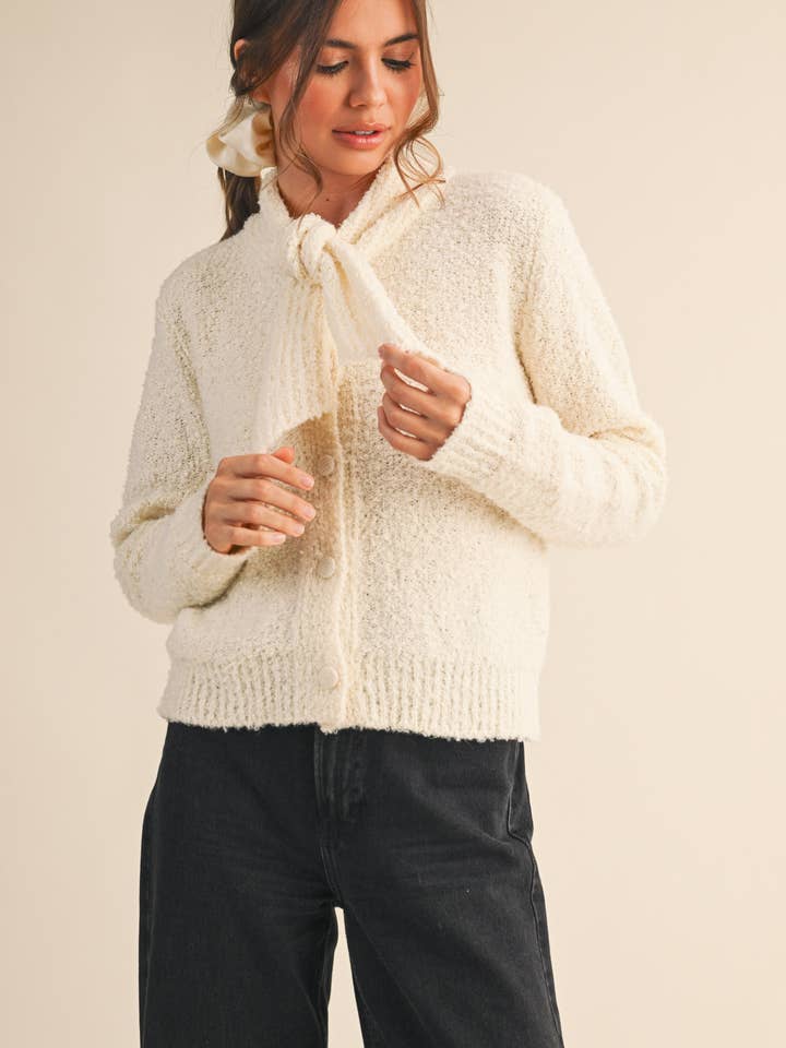 &MERCI - Wholesale Cardigan - Women's - TYING NECK SWEATER CARDIGAN MSW1102725