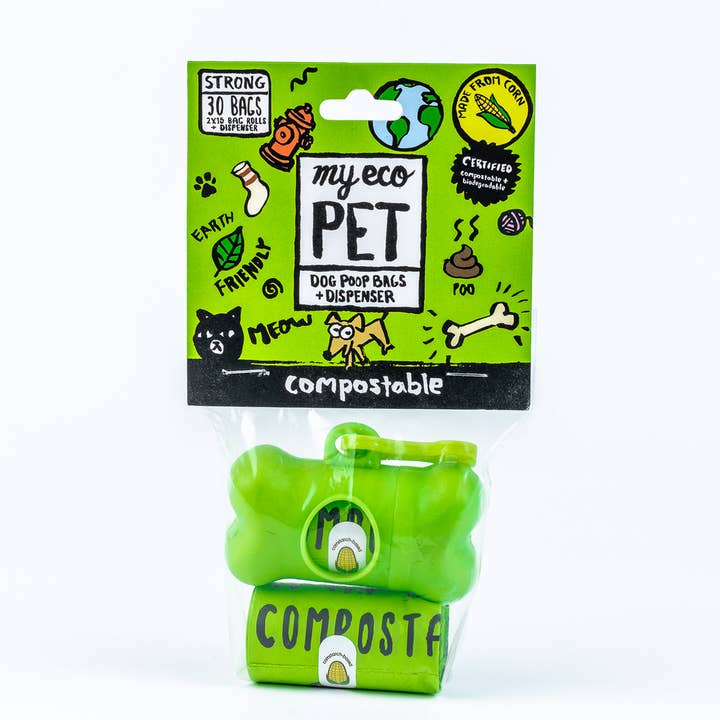 Nedbrydelige hundeaffaldsposer med 2 ruller + dispenser for engroshandel hos MY ECO PET