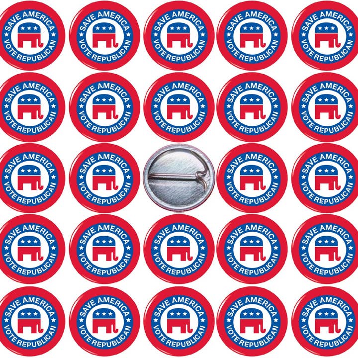 25 nouvelles épingles à boutons républicaines de 2,5 pouces (25 mm) pour la vente par Pinbax Express