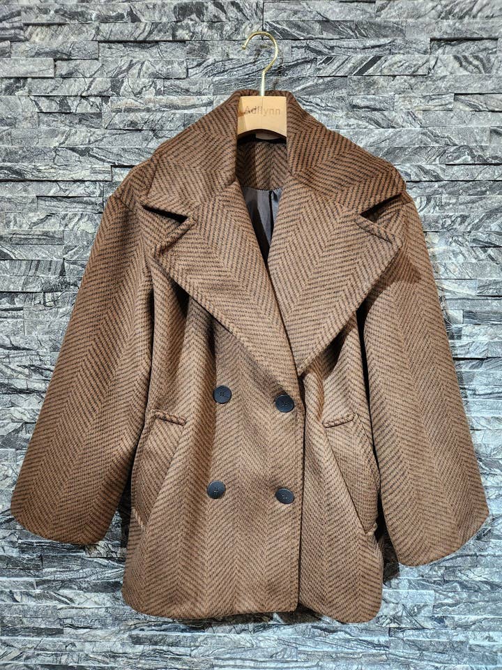 Adilynn DAYMENTEX - Wholesale Coat - Women's - 9712B Choco chevron short coat0
