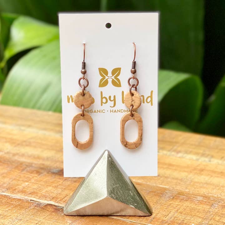 Sustainable Mid Mod Cork Earrings for wholesale by mmb by hand