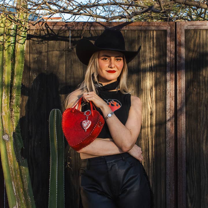 Adela Artisan Made LLC - Wholesale Crossbody Bag - Women's - Red Heart Leather Purse21