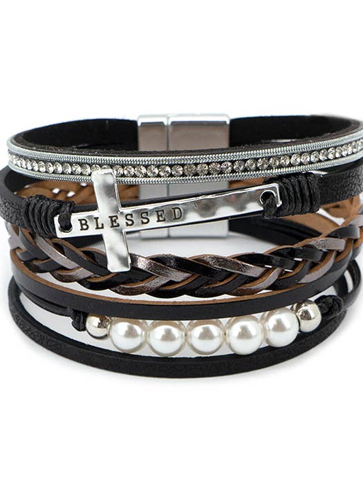 ( A273 ) INSPIRATION LEATHER CROSS BRACELET for wholesale by Jewelry Max