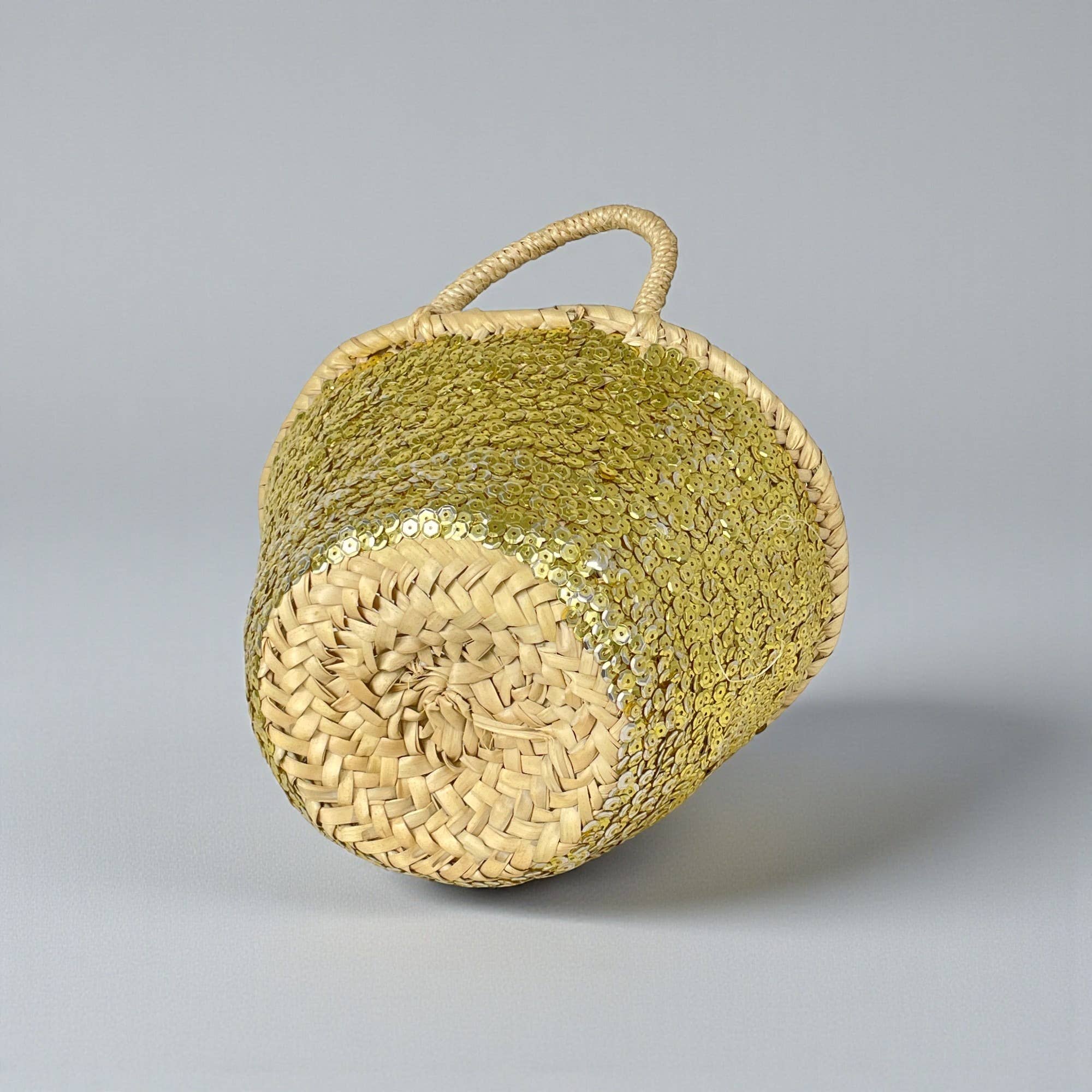 Melecraft - Wholesale Beach Bag - Sparkling Mini Sequin Straw Basket - Boho Gift Tote Bag1