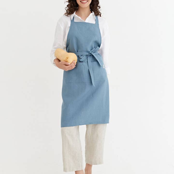 MagicLinen (We handle U.S. import procedures for you) - Wholesale Apron - Linen bib apron with pockets in various colors one size23