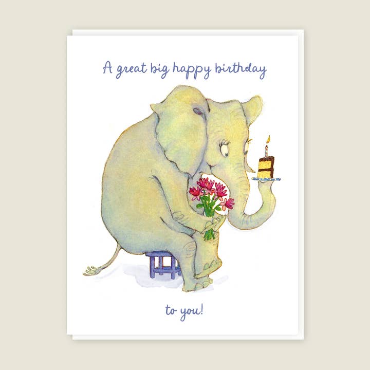 Elephant Birthday card for wholesale by Elsabelle Paper Co.