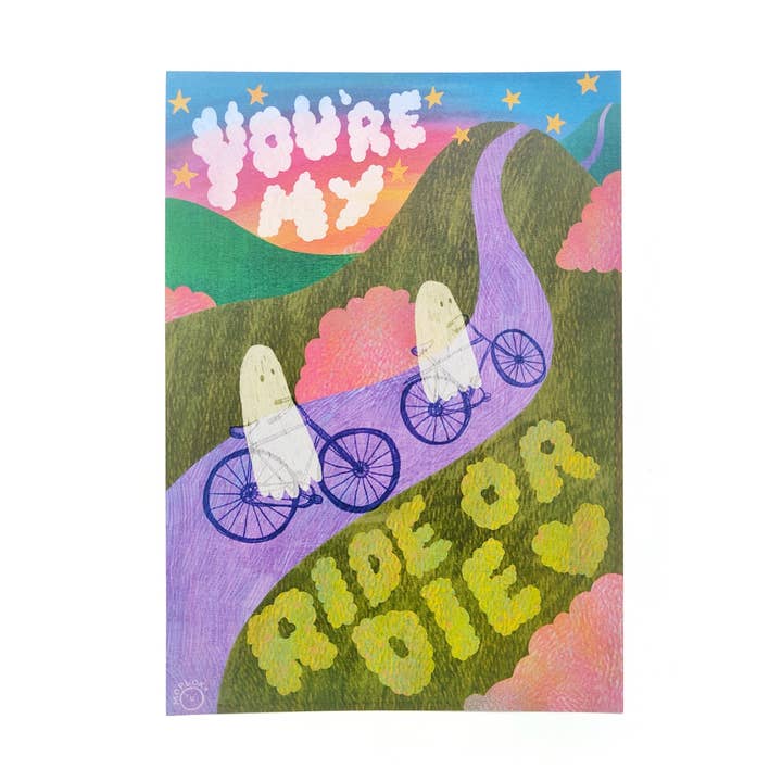 Ride Or Die Ghosts On Bikes Pencil Style Art Print for wholesale by Mopbox