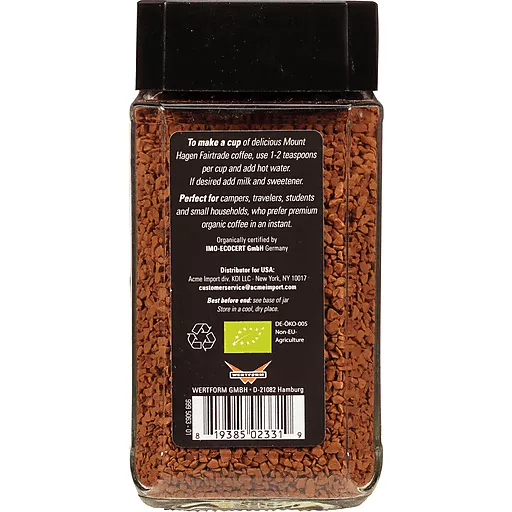 Acme Import Co - Wholesale Instant Coffee/Espresso - Mount Hagen Organic Instant Coffee, 3.53oz Glass Jar5
