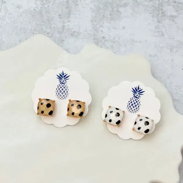 Prep Obsessed Wholesale - Wholesale Stud/Post Earrings - Dalmatian Spotted Stud Earrings2