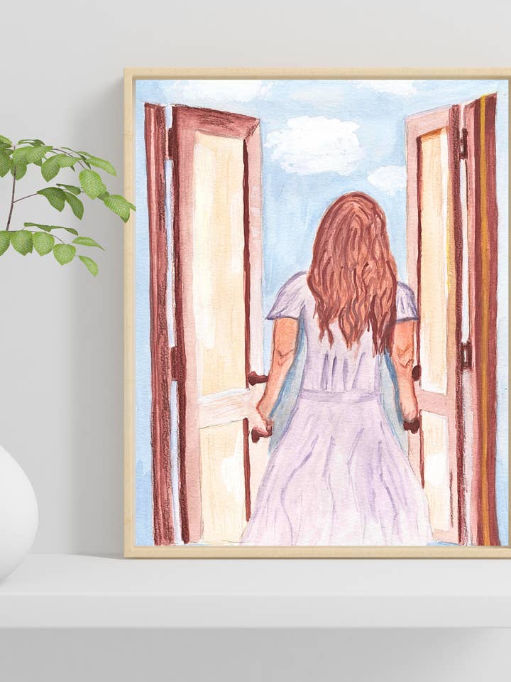 Åbn dør akvareltryk for engroshandel hos Zelie Crafts